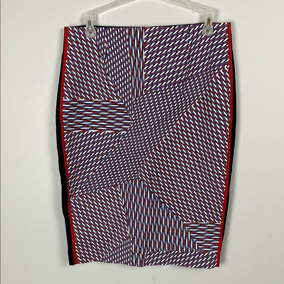 🌸1 State Geometric Patterned Pencil Skirt - Red, White, and Blue - Picture 2 of 7